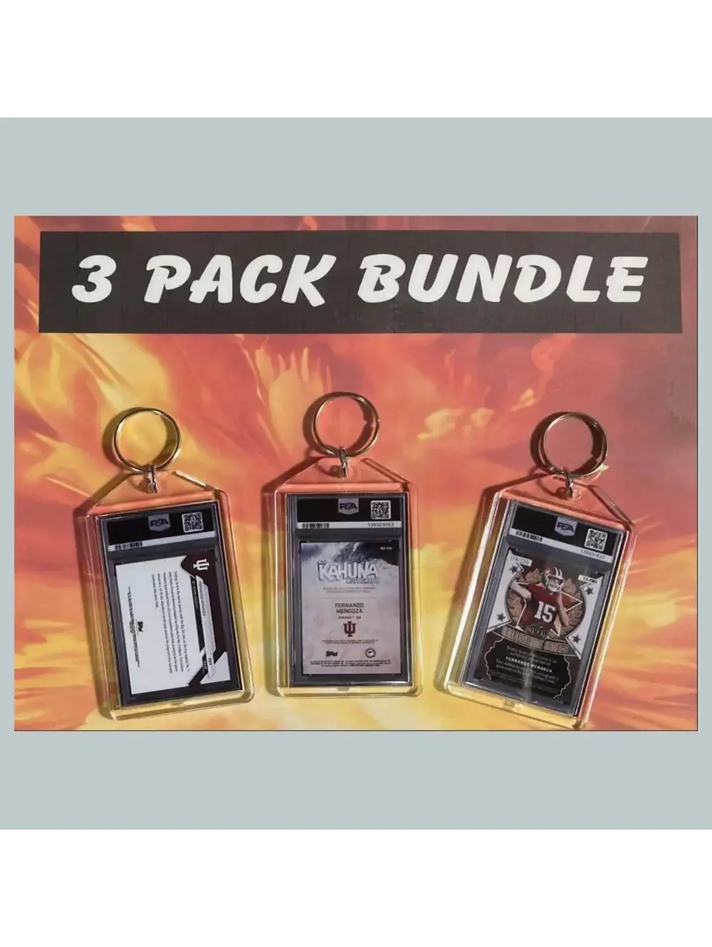 3736 Fernando Mendoza Custom Hand Made Novelty Keychains 3 Pack Bundle